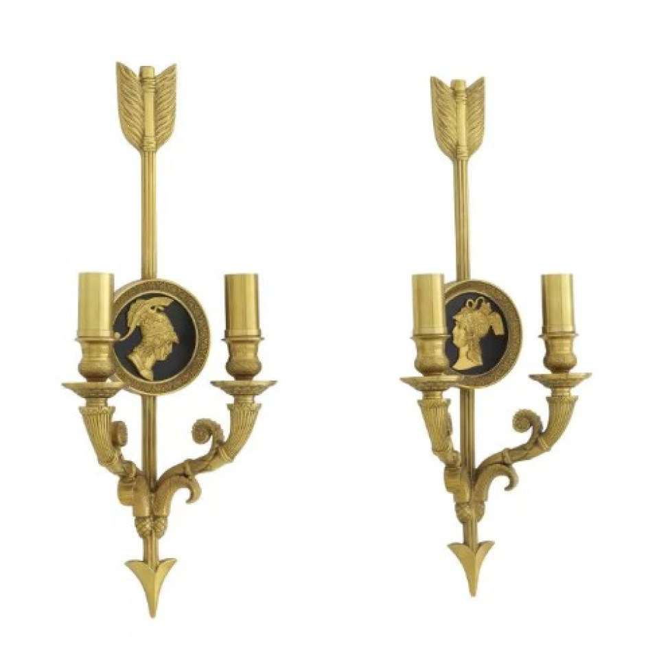 Tiberius Vägglampa Set om 2 Guld/Svart 52 cm