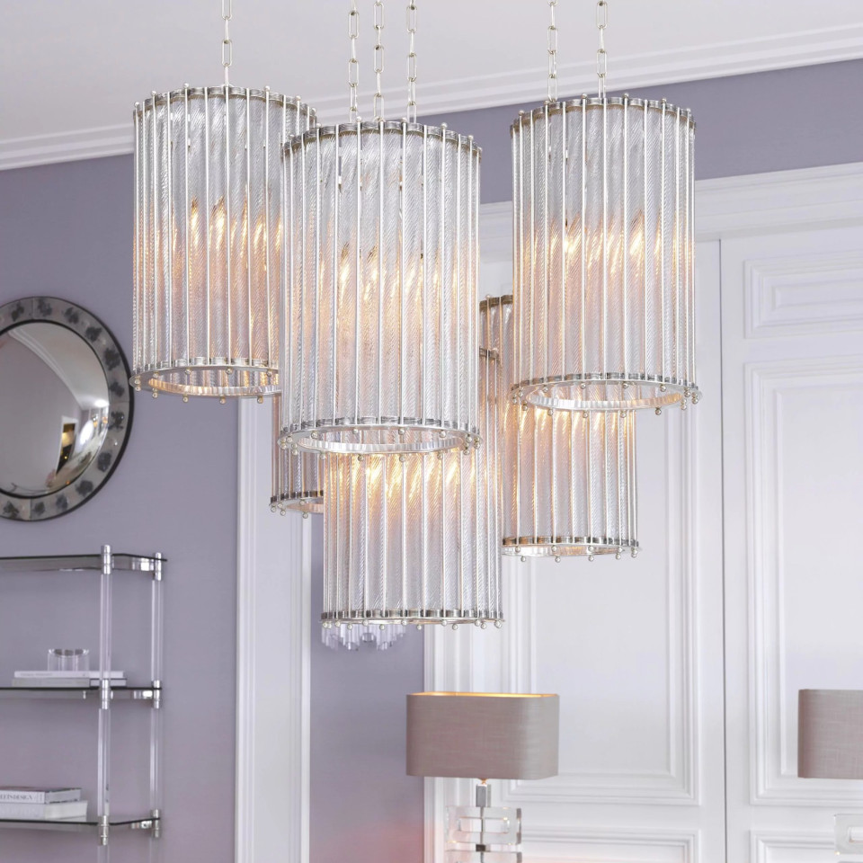 Tiziano Ceiling Lamp Silver/Glass 35cm