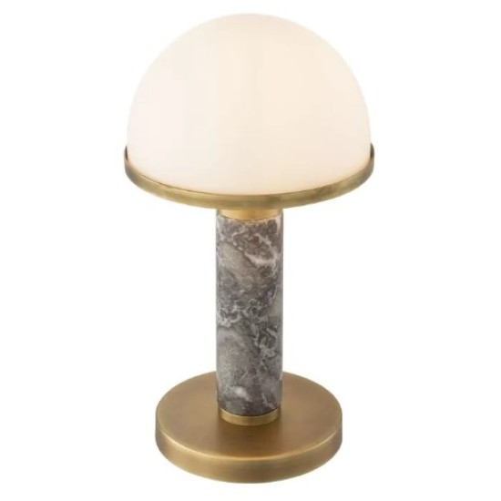 Ziegèl Table Lamp Grey Marble/Brass/Glass 41cm