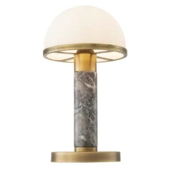 Ziegèl Table Lamp Grey Marble/Brass/Glass 41cm