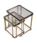 Niemeyer side table set of 2 vintage brass/glass 62.5 cm