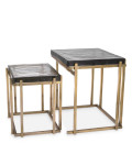Niemeyer side table set of 2 vintage brass/glass 62.5 cm