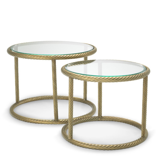 Addison side table set of 2 vintage brass/glass 59 cm Addison side table set of 2 vintage brass/glass 59 cm