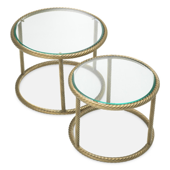 Addison side table set of 2 vintage brass/glass 59 cm Addison side table set of 2 vintage brass/glass 59 cm