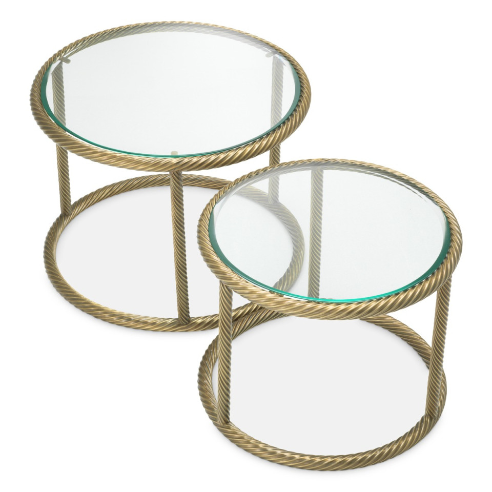Addison side table set of 2 vintage brass/glass 59 cm Eichholtz Addison side table set of 2 vintage brass/glass 59 cm
