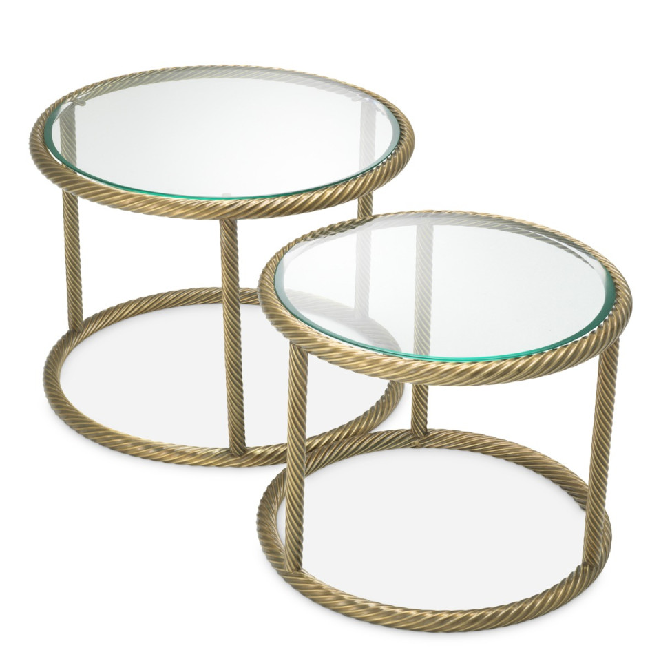 Addison side table set of 2 vintage brass/glass 59 cm Eichholtz Addison side table set of 2 vintage brass/glass 59 cm