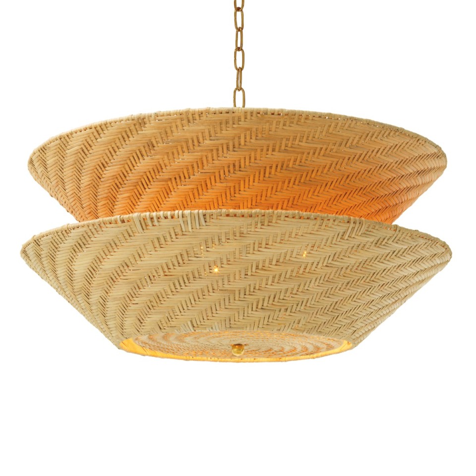 Tavira chandelier natural rattan/vintage brass 85 cm