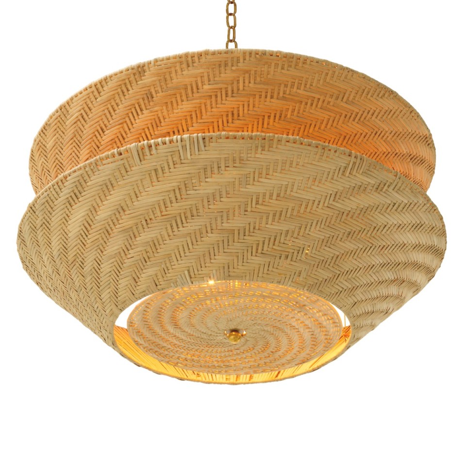 Tavira chandelier natural rattan/vintage brass 85 cm
