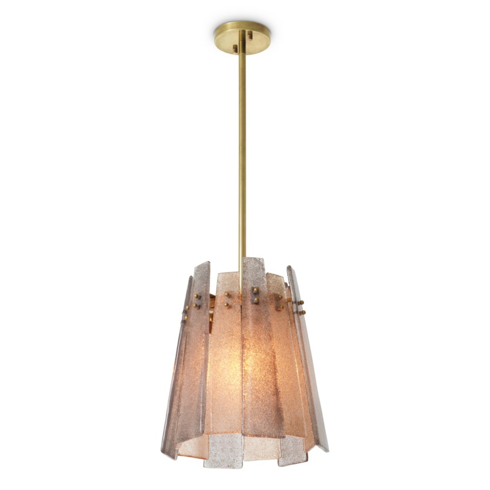 Cortese taklampa vintage mässing/grå rökglas 39 cm