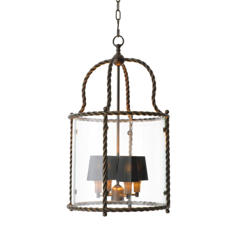 Preston taklampa brons/klart glas 46 cm