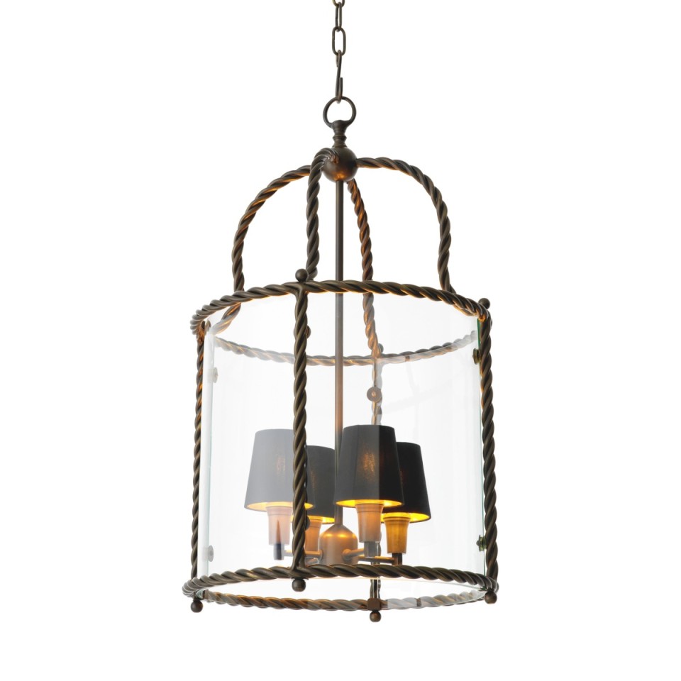 Preston taklampa brons/klart glas 46 cm