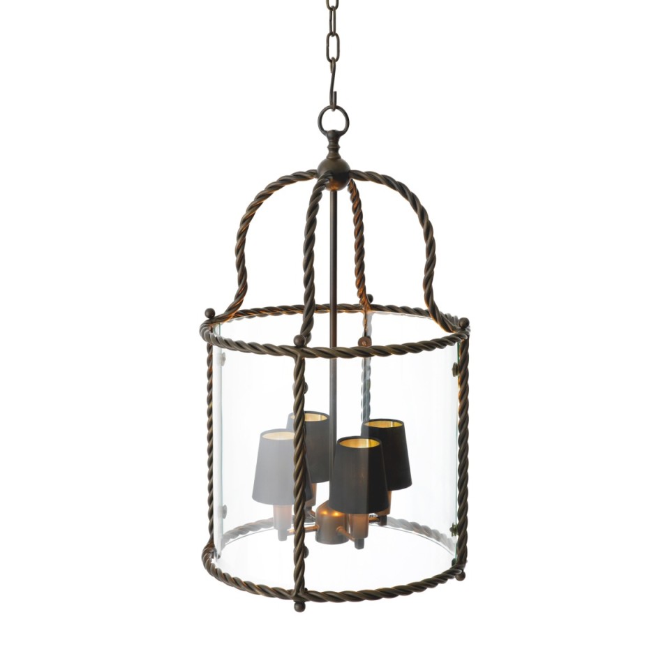 Preston taklampa brons/klart glas 46 cm
