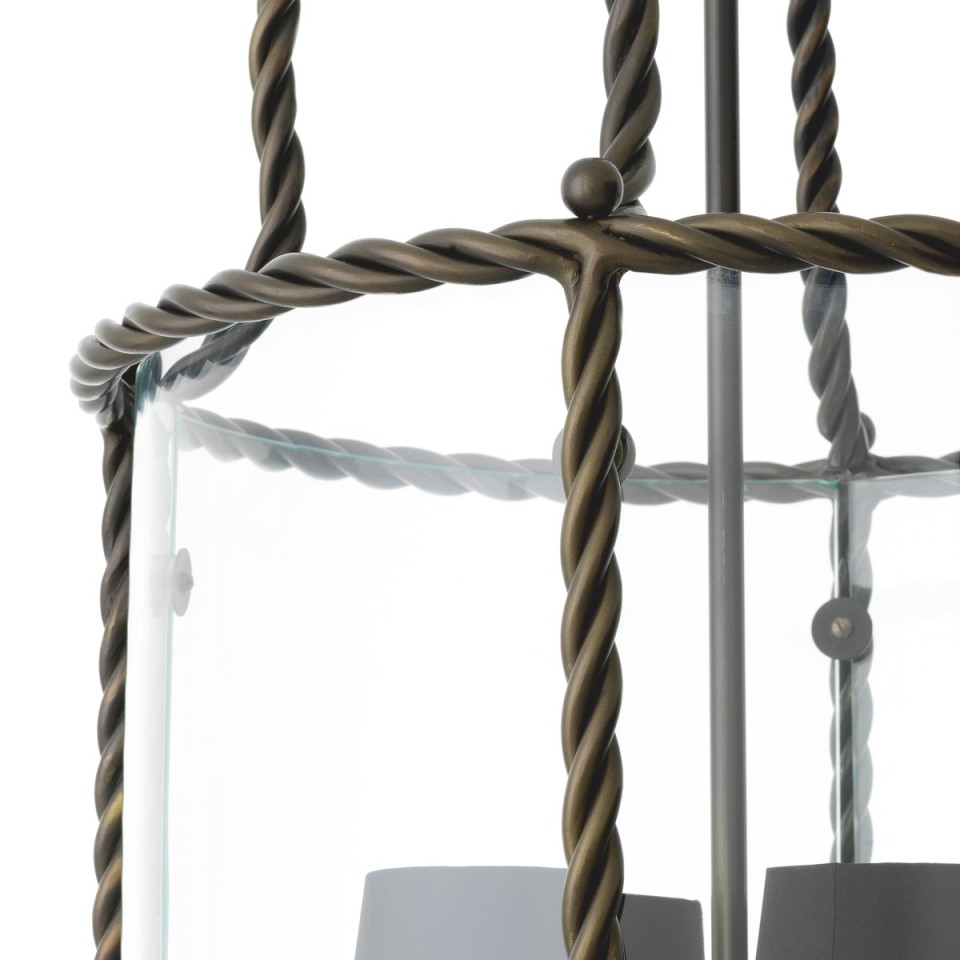 Preston taklampa brons/klart glas 46 cm