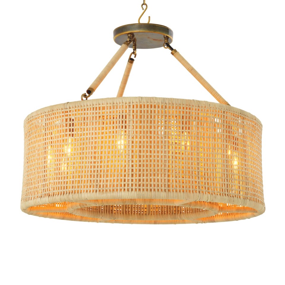 Bernardi chandelier natural rattan/vintage brass 80 cm