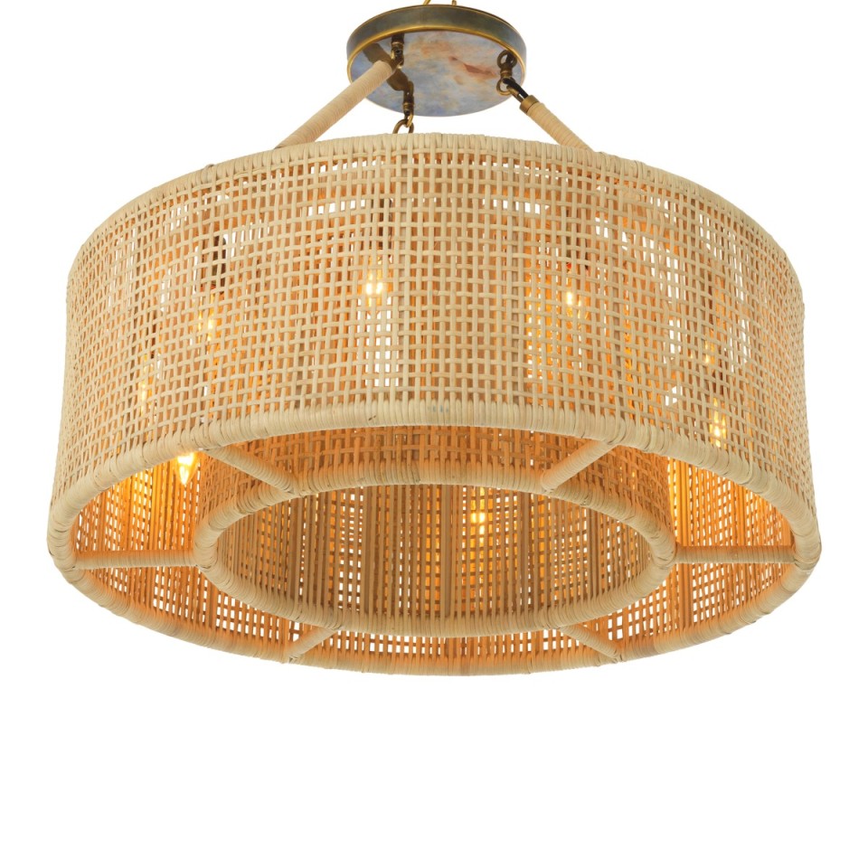 Bernardi chandelier natural rattan/vintage brass 80 cm