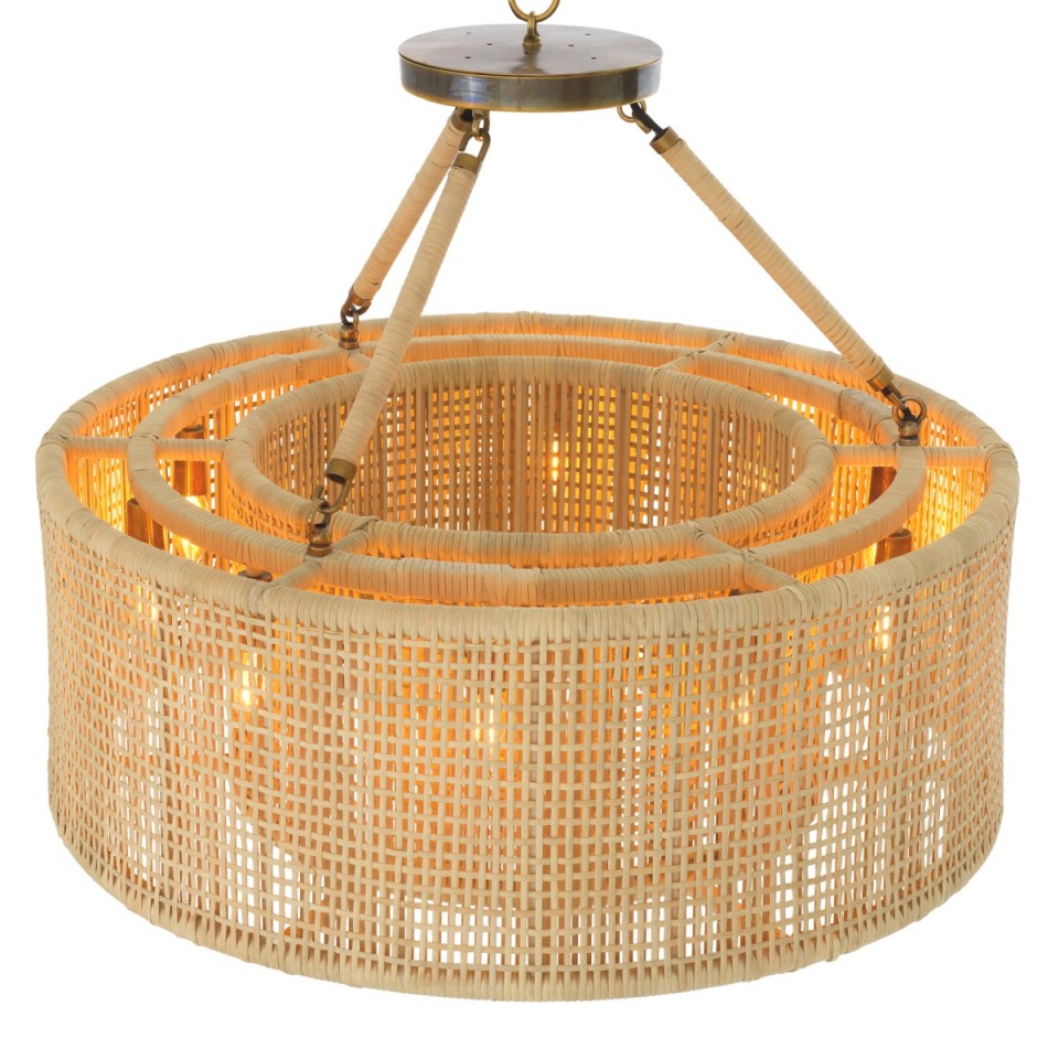 Bernardi chandelier natural rattan/vintage brass 80 cm
