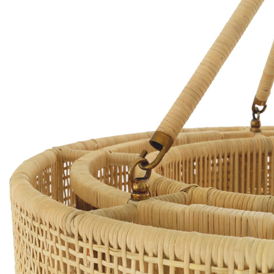 Bernardi chandelier natural rattan/vintage brass 80 cm