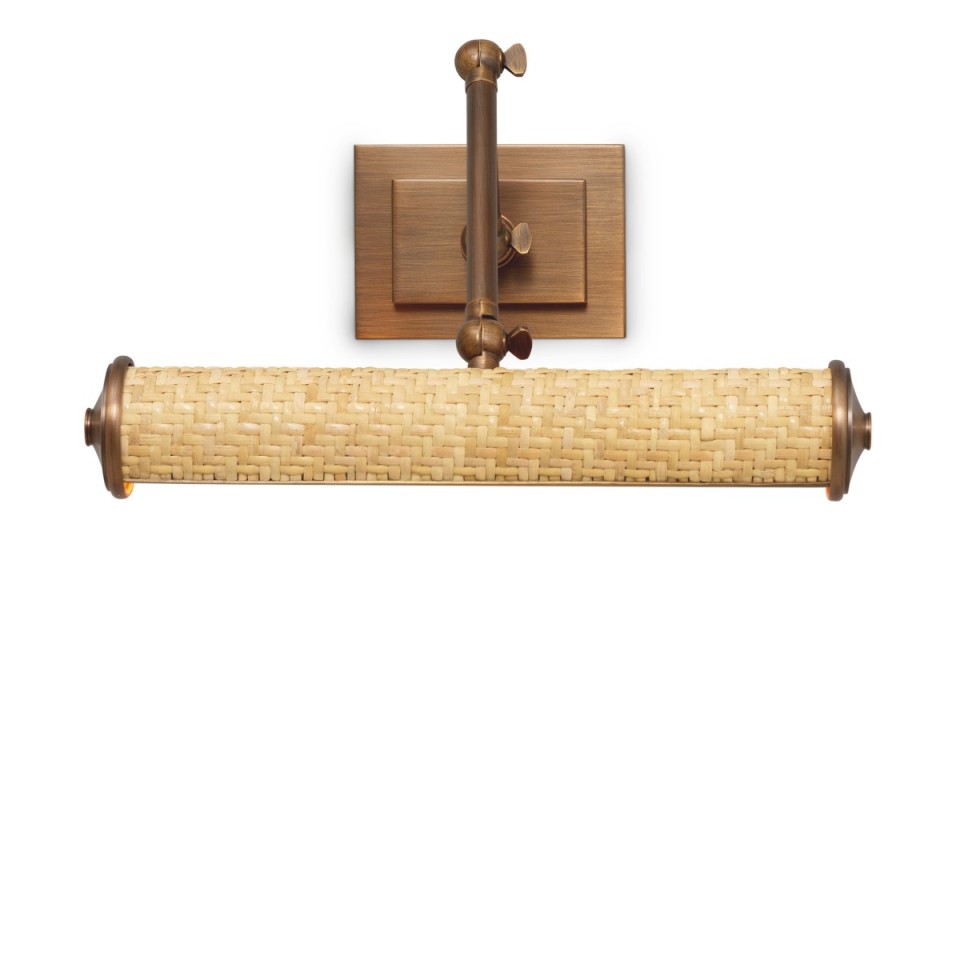 Luca S picture light antique brass/natural rattan 29.5 cm