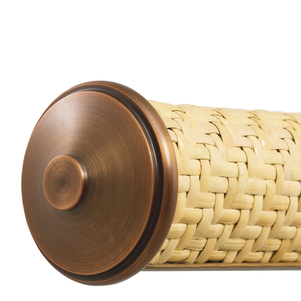 Luca S picture light antique brass/natural rattan 29.5 cm