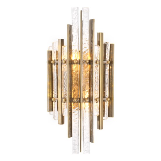 Leonora wall lamp vintage brass/glass 44 cm