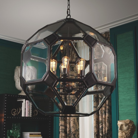 Olympia L ljuskronan brons/klart glas 80 cm