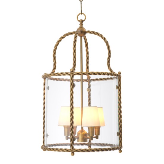 Preston taklampa vintage mässing/klart glas 46 cm