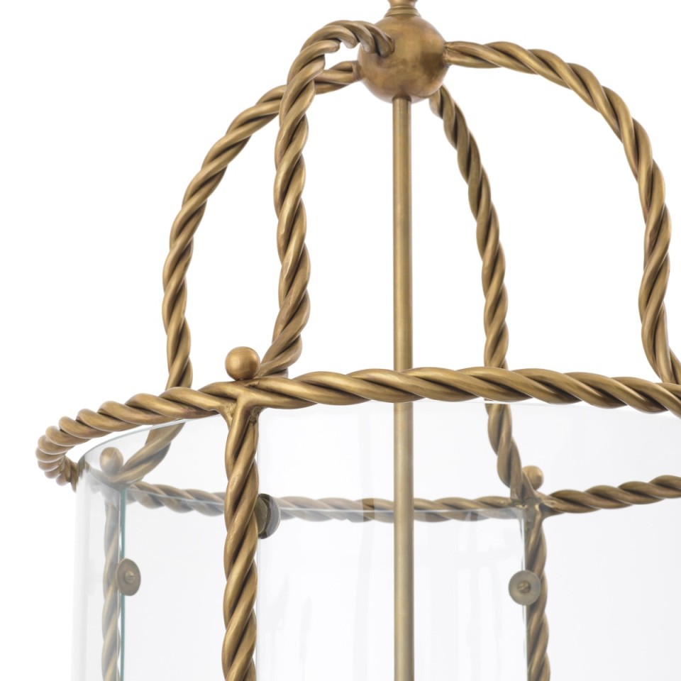 Preston taklampa vintage mässing/klart glas 46 cm