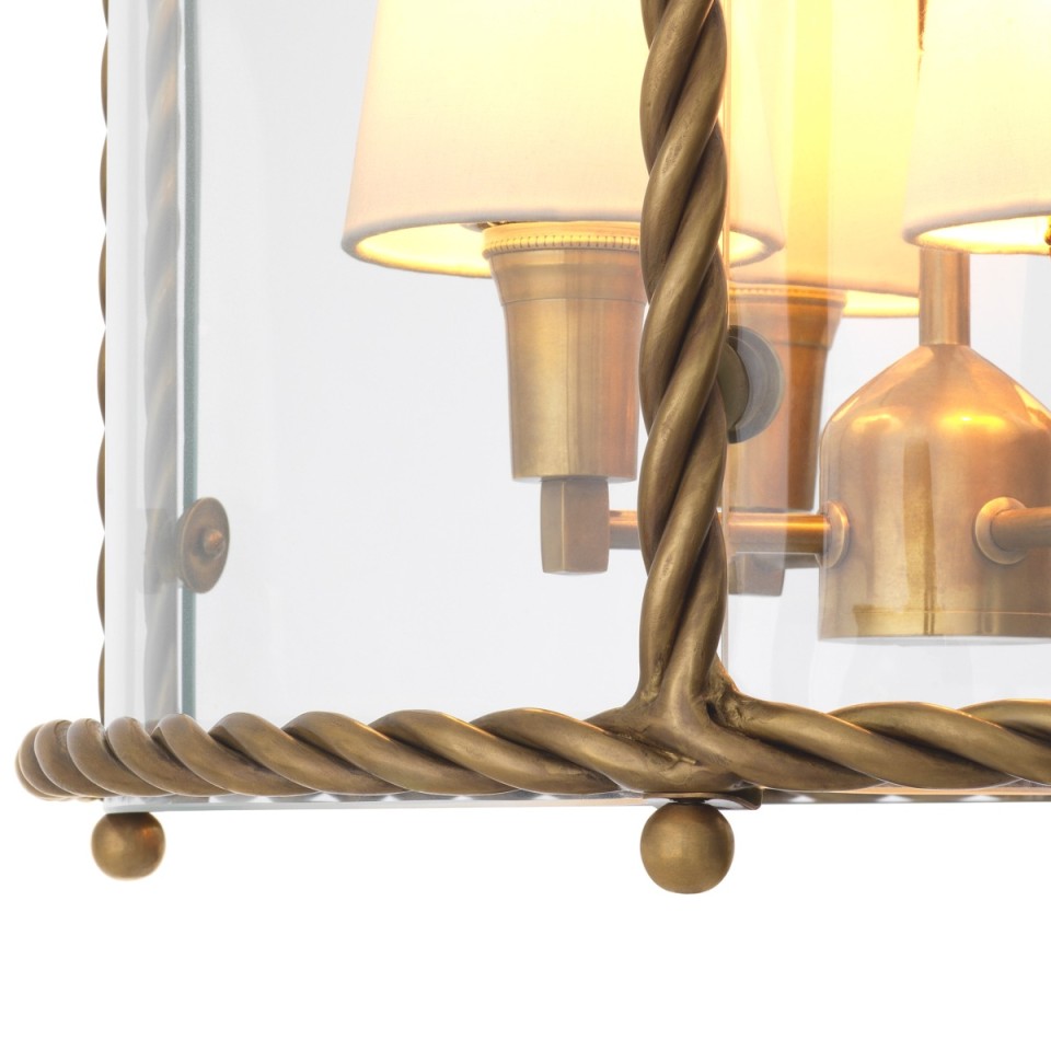Preston taklampa vintage mässing/klart glas 46 cm