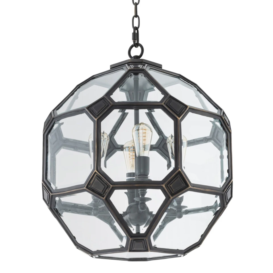 Olympia S chandelier bronze/clear glass 60 cm