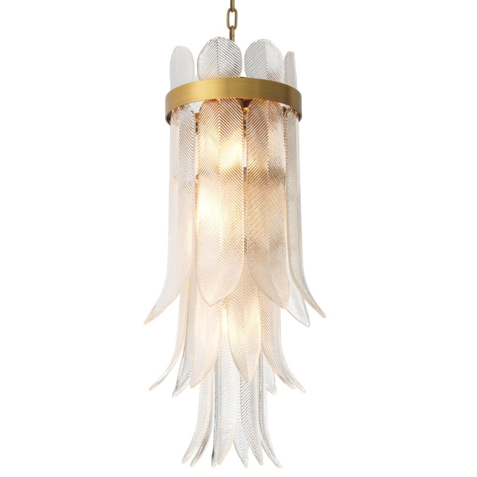 Erika S chandelier antique brass/clear glass 35 cm