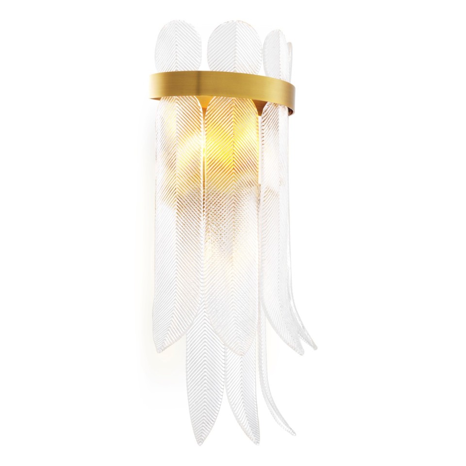 Erika wall light antique brass/clear glass 66.5 cm