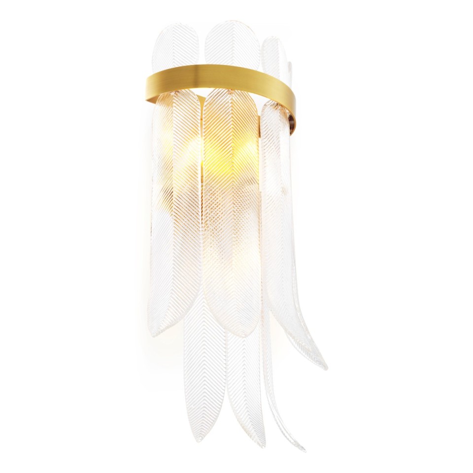 Erika wall light antique brass/clear glass 66.5 cm