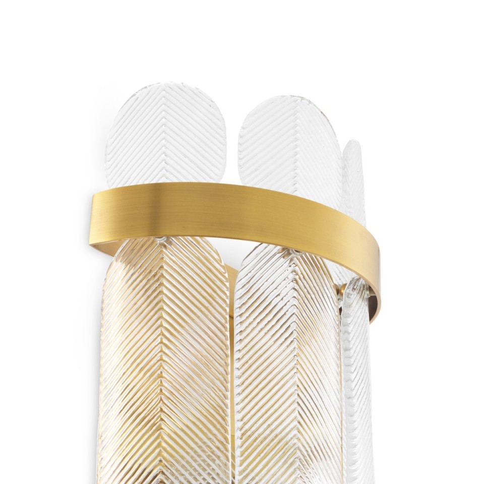 Erika wall light antique brass/clear glass 66.5 cm