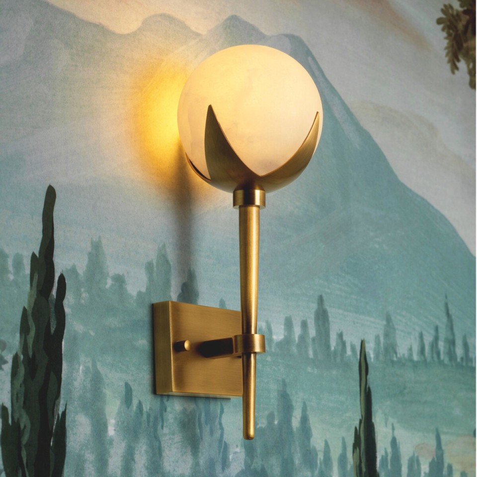 Alesa single wall light antique brass/alabaster 35 cm