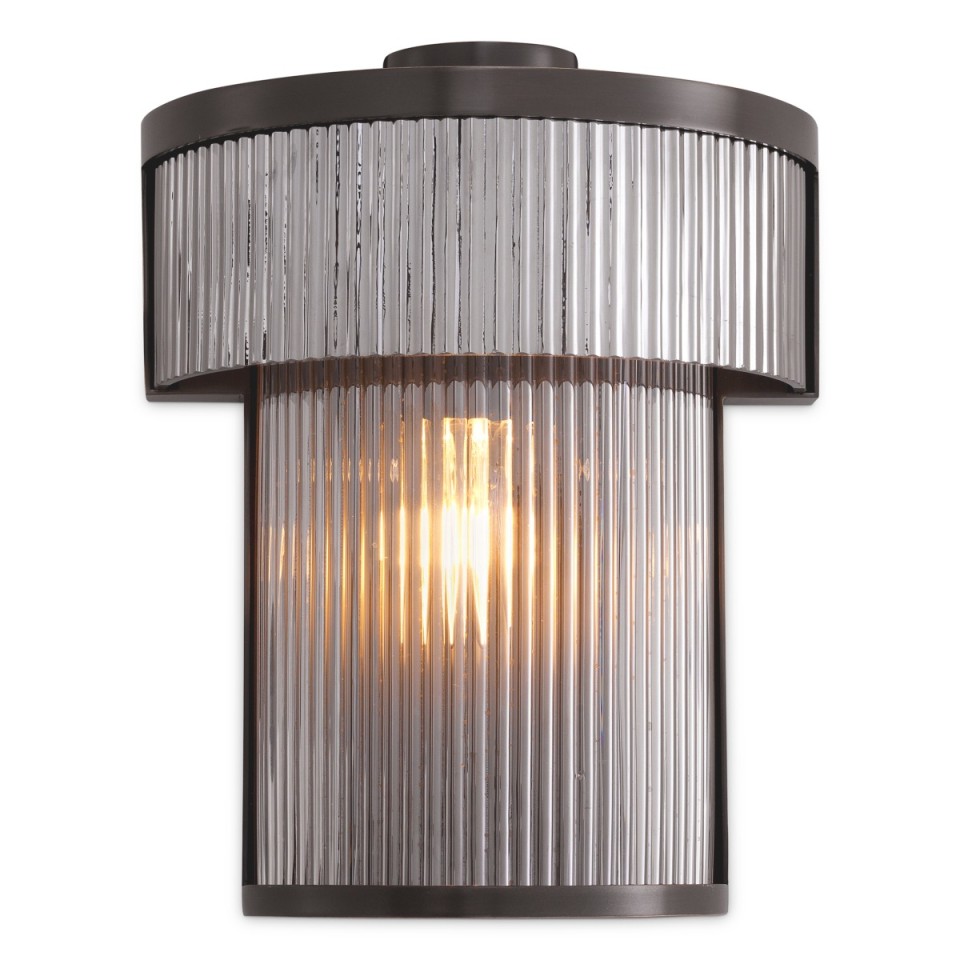 Andromeda vägglampa brons/rökglas 26 cm