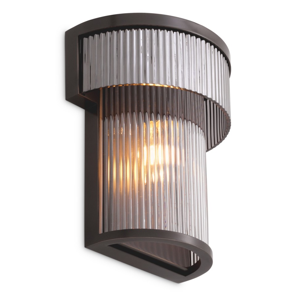 Andromeda vägglampa brons/rökglas 26 cm