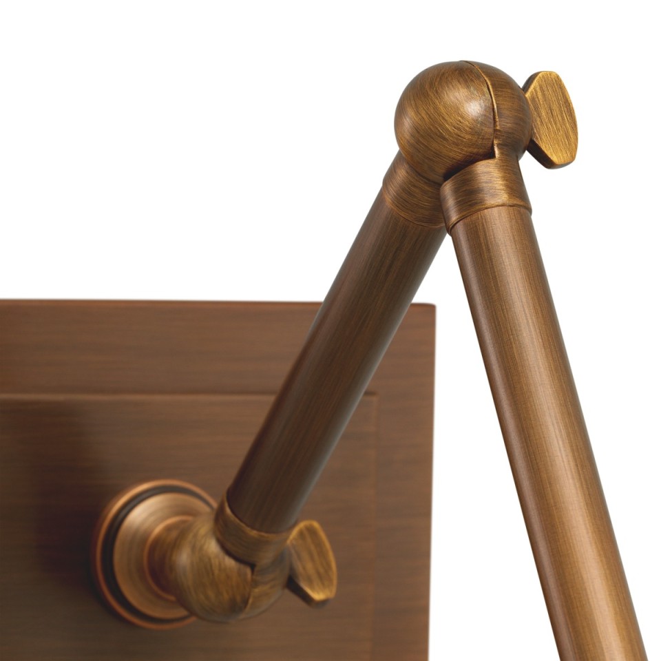 Luca L picture light antique brass/natural rattan 43 cm