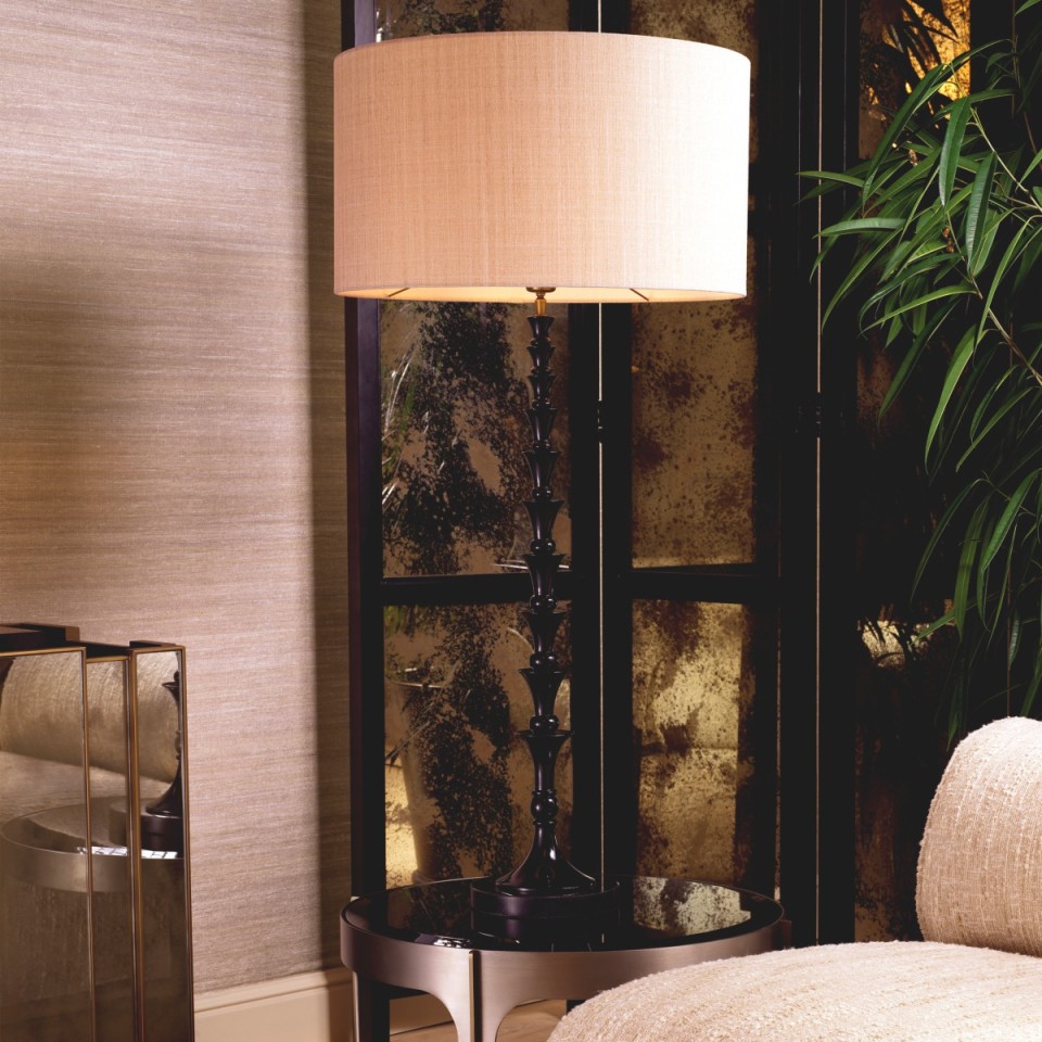 Arabella table lamp piano black/linen 112.5 cm