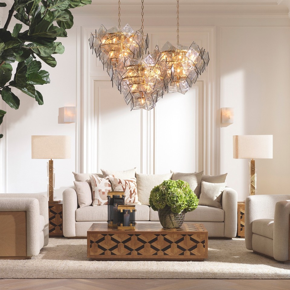 Mirabella table lamp vintage brass/glass 100 cm