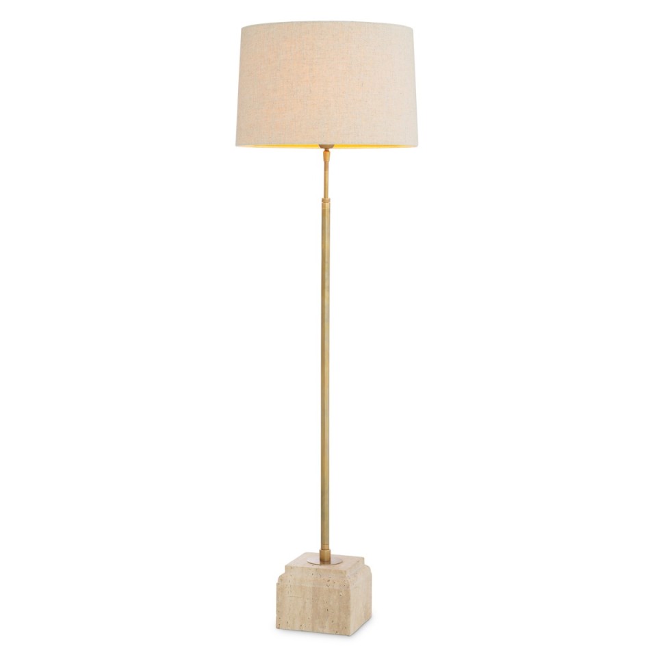 Rialta golvlampa travertin/vintage mässing 140-158 cm