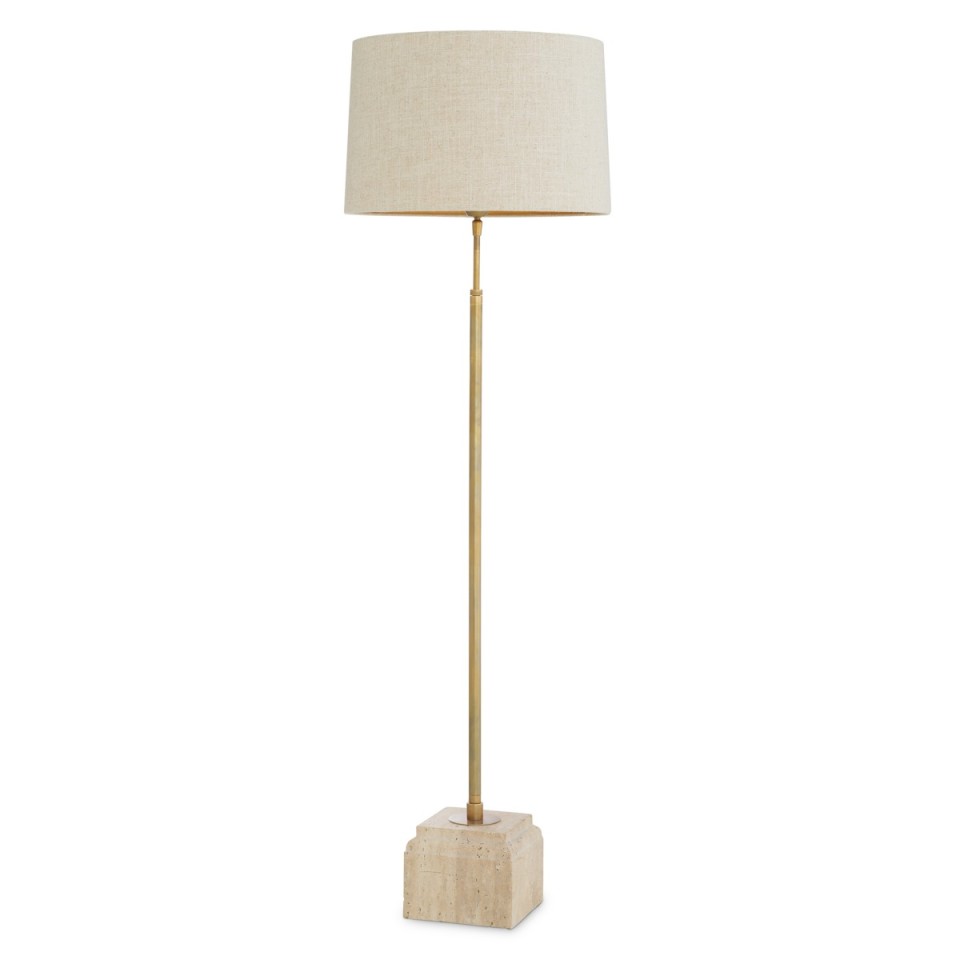 Rialta golvlampa travertin/vintage mässing 140-158 cm