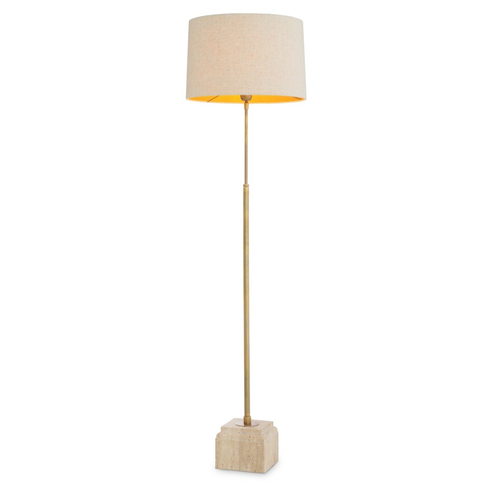 Rialta golvlampa travertin/vintage mässing 140-158 cm