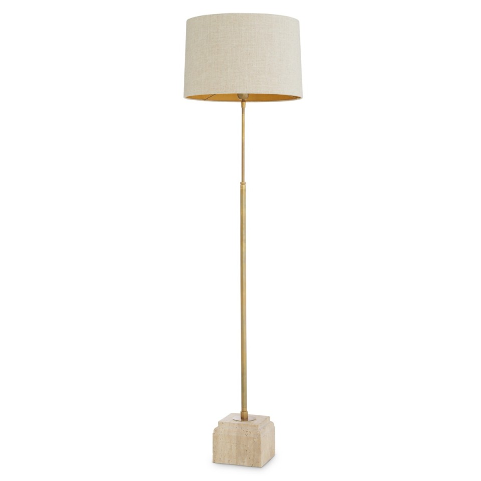 Rialta golvlampa travertin/vintage mässing 140-158 cm
