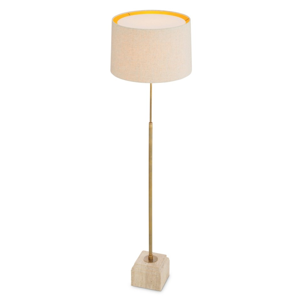 Rialta golvlampa travertin/vintage mässing 140-158 cm