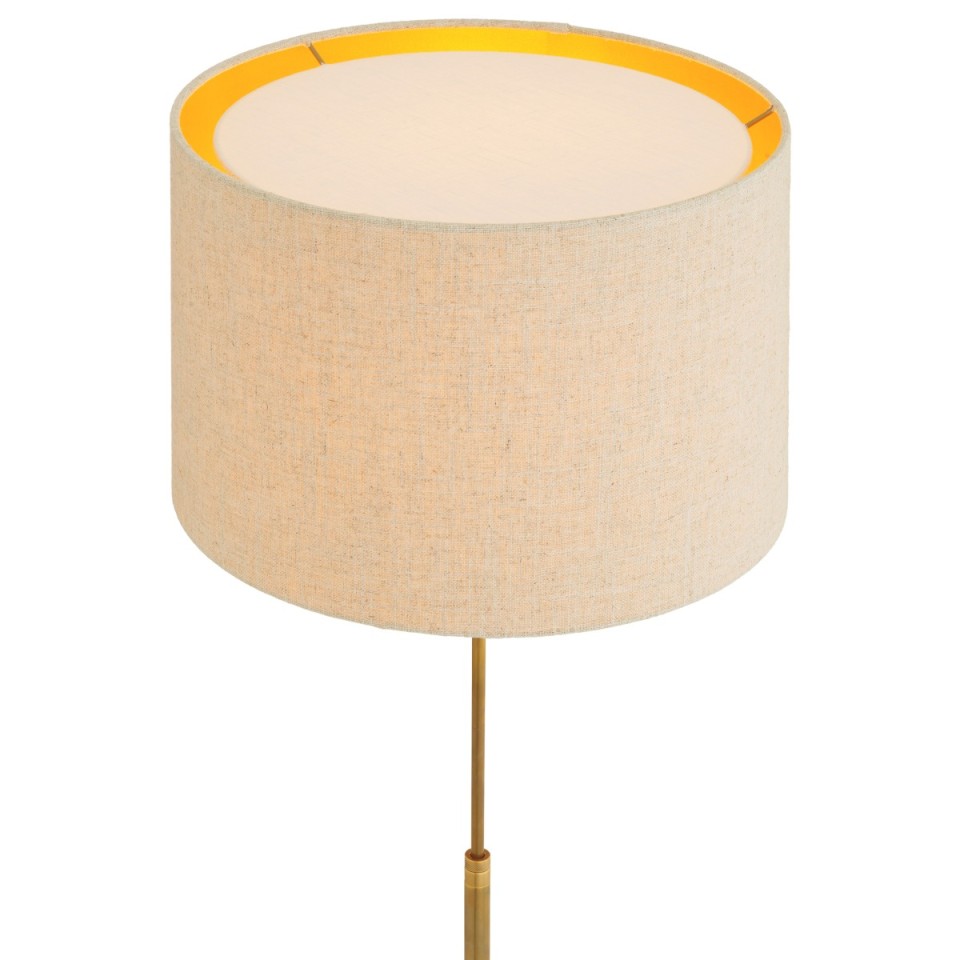 Rialta golvlampa travertin/vintage mässing 140-158 cm