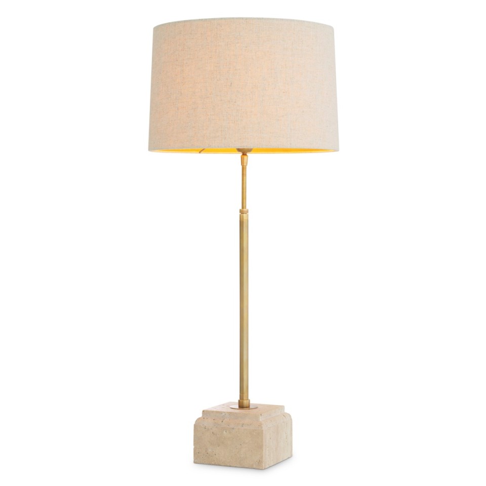 Rialta bordslampa travertin/vintage mässing 93-103 cm