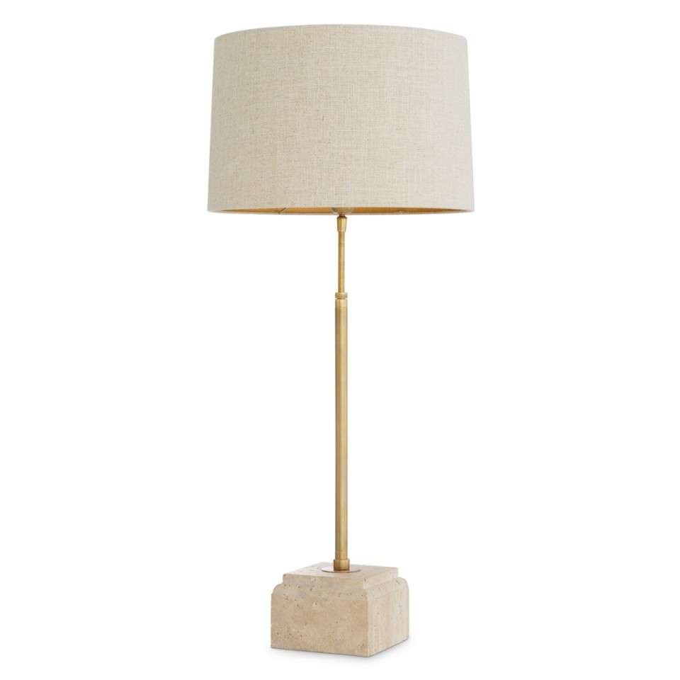 Rialta bordslampa travertin/vintage mässing 93-103 cm