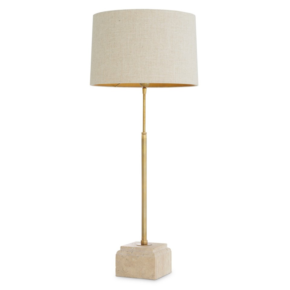 Rialta bordslampa travertin/vintage mässing 93-103 cm