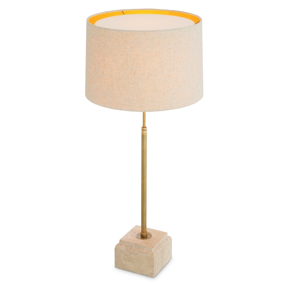 Rialta bordslampa travertin/vintage mässing 93-103 cm