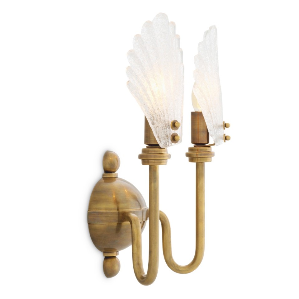 Isabelle vägglampa vintage mässing/glas 41,5 cm